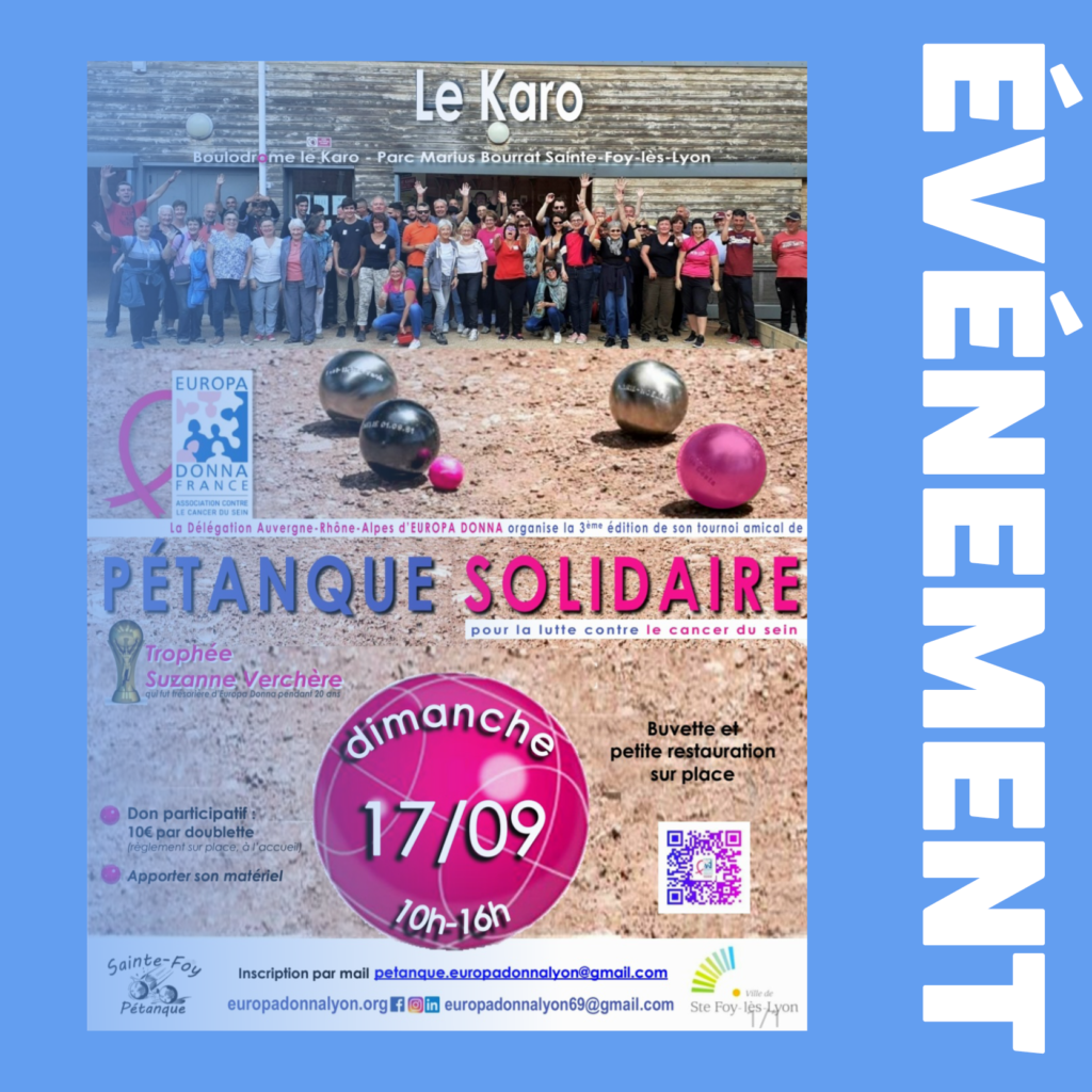 17 septembre : 3ème édition du tournoi de PÉTANQUE SOLIDAIRE "Trophée Suzanne Verchère "