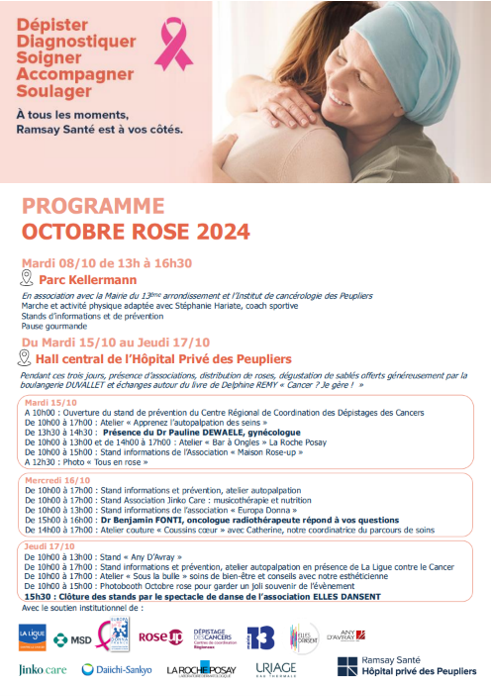 Programme Octobre rose de l'Hôpital privé des Peupliers